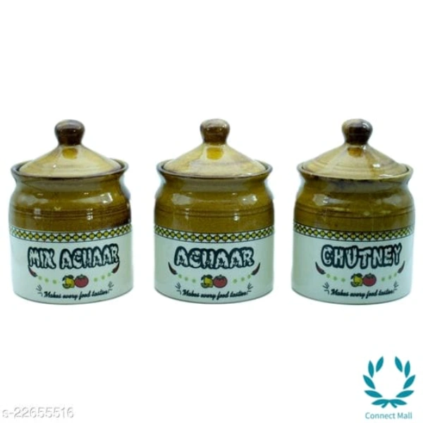 300ml Ceramic Pickle Jars With Lid Set Of 3  - Jars